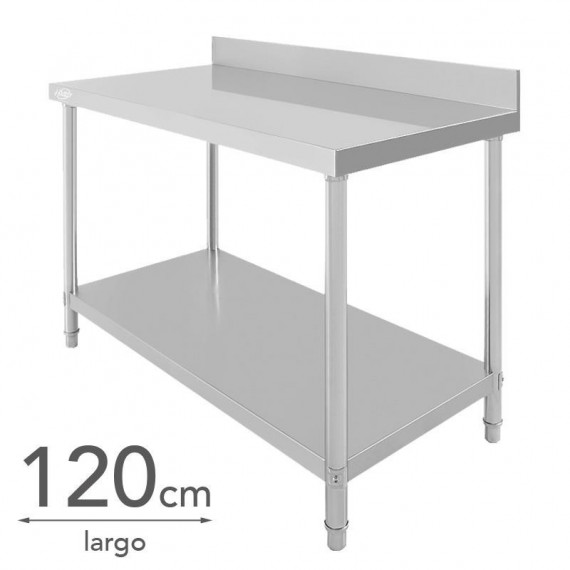 Mesa de Trabajo Inoxidable con Zocalo LARRYHOUSE 120X70X85 Cm