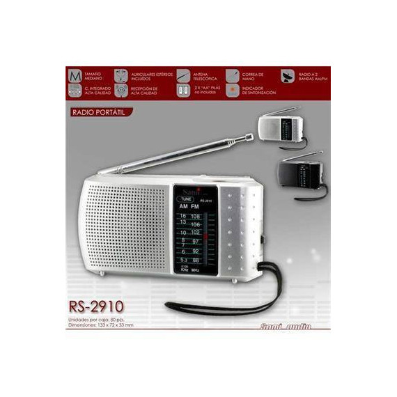 SAMI RS-2910 Radio Am-fm,entrada Auricular, Pilas Plata