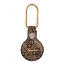 GUESS Funda Llavero Mosqueton para Localizador Airtag Marron  Script