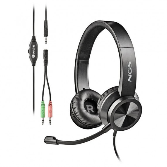 Auriculares + Microfono NGS MSX11PRO Jack 3.5MM Black + Adaptador Doble Jack
