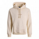 12282861ANTIQUE White Sudaderas JACK AND JONES Hombre Jornorrebro Emb Sweat Hood Noos