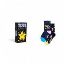 P001727 Calcetines HAPPY SOCKS Hombre Kids 2-PACK Shooting Star Gift Set