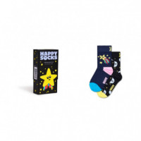 P001727 Calcetines HAPPY SOCKS Hombre Kids 2-PACK Shooting Star Gift Set
