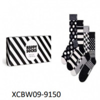 XCBW09-9150 Calcetines HAPPY SOCKS Hombre 4-PACK Classic Black & White Socks Gift Set