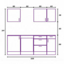 Cocina Esquinera Kit Blanca Kira MOMI 220+220 Cm