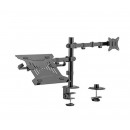 GEMBIRD Soporte Mesa Ajustable con Brazo para Monitor y Bandeja para Portatil