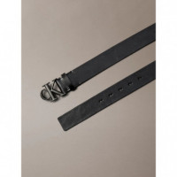 Cinturón de Piel Granulada con Logo de CALVIN KLEIN