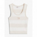 Tjw Crop Stripe Tank Oatmeal Htr / Strip  TOMMY JEANS