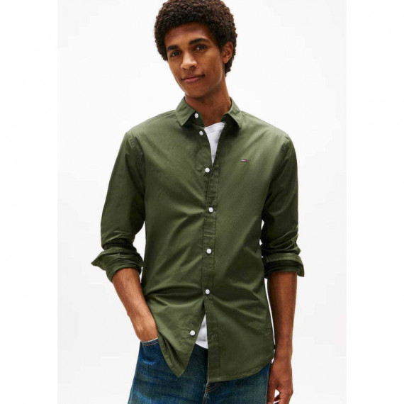 Tjm Original Stretch Shirt Pewter Green  TOMMY JEANS