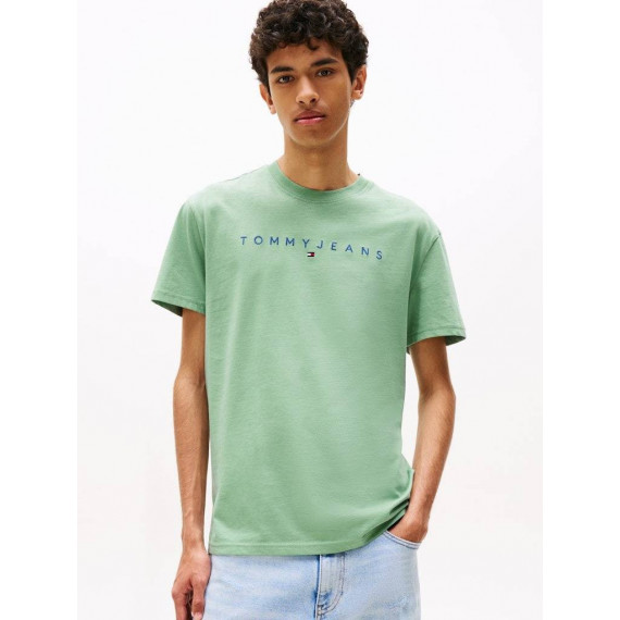 Tjm Reg Linear Logo Tee Ext Cloudy Jade  TOMMY JEANS