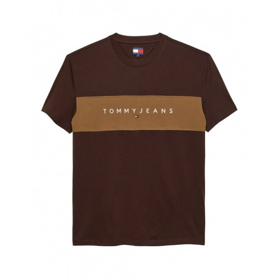 Tjm Reg Cblk Linear Logo Tee Rich Brown  TOMMY JEANS