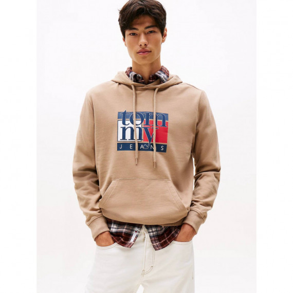 Tjm Reg Rwb Flag Hoodie Ext Coastal Taup  TOMMY JEANS