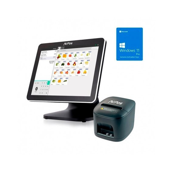 Pack Tpv AVPOS K5000 15" Tactil Intel N100/8GB/SSD128G/W11P + TC15 USB