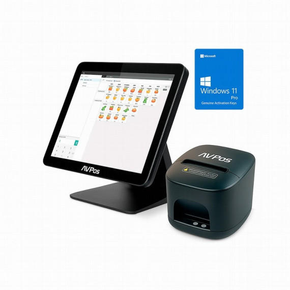 Pack Tpv AVPOS K4000 15" Tactil N100/8GB/SSD128/W11P + TC15 USB
