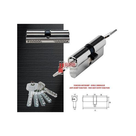 Cilindro Mod.43-75mm(35x40) Laton Cromo Mate