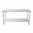 Mesa de Trabajo Inox Plegable con Estante  LARRYHOUSE 120X60X80 Cm
