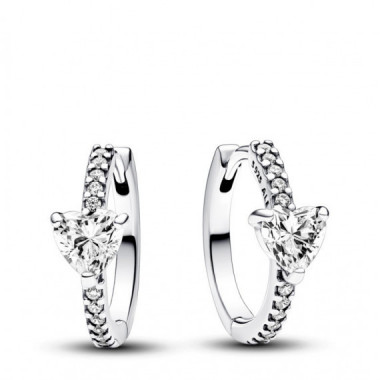 PANDORA Pendientes de Aro en Plata de Ley Corazón Brillante 293101C01