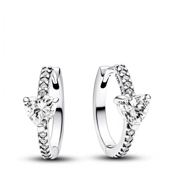 PANDORA Pendientes de Aro en Plata de Ley Corazón Brillante 293101C01