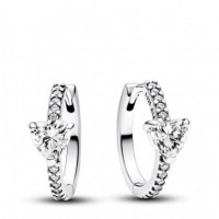 PANDORA Pendientes de Aro en Plata de Ley Corazón Brillante 293101C01