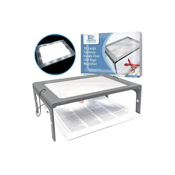 Magnipros Lupa  Luz Led de Pagina Completa A4 3X con Patas Plegables para Lectura Manos Libres 42120  LALO
