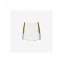 Pantalones Cortos Shorts LACOSTE de Algodón con Ribete en Contraste
