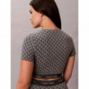 Short Sleeve Top Seamless Emblem Pale Li  CALVIN KLEIN