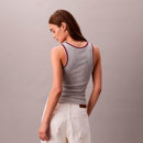 Camiseta de Tirantes con Ribete en Contraste y Logo Gráfico Acanalado  CALVIN KLEIN