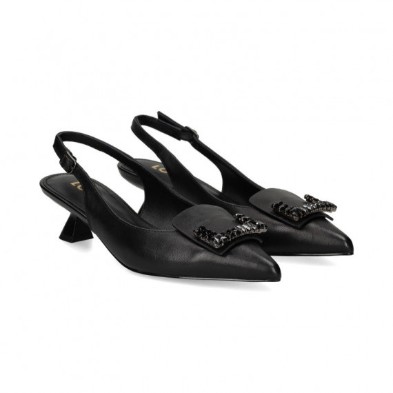 sin Talon Aplique Piel Negro  LODI