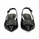 sin Talon Aplique Piel Negro  LODI