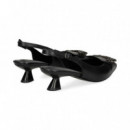 sin Talon Aplique Piel Negro  LODI