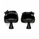 sin Talon Aplique Piel Negro  LODI