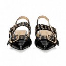 sin Talon 2 Hebillas Charol Blco/negro  ALMA EN PENA