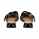 sin Talon 2 Hebillas Charol Blco/negro  ALMA EN PENA