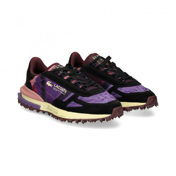 Dep.argollas Piel+nylon Negro+violeta  LACOSTE