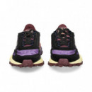 Dep.argollas Piel+nylon Negro+violeta  LACOSTE