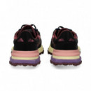 Dep.argollas Piel+nylon Negro+violeta  LACOSTE