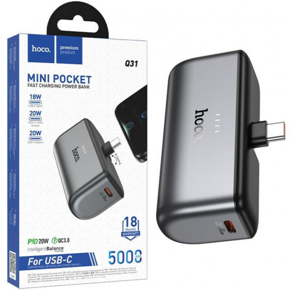 HOCO Q31 Power Bank 5000MAH PD20W Usb-c Negro