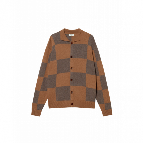 Jerséis y Sudaderas Cardigan POMPEII Checked Dark Chocolate