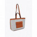 LOLA CASADEMUNT Shopper Combinado Tejido de Rayas LS2504044-105