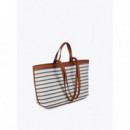 LOLA CASADEMUNT Shopper Combinado Tejido de Rayas LS2504044-105