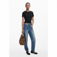 DESIGUAL Camiseta Frase Bordada 25WWTK08-2000