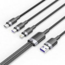 Cable 3 en 1 VENTION Usb-a 2.0 - Usb-c/lightning/micro-b 1.5M Aluminio Black