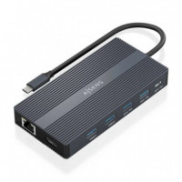 Docking Usb-c AISENS 2XHDMI 4K/4XUSB/USB-C/RJ45/DPMICROSD/USB-C Pd