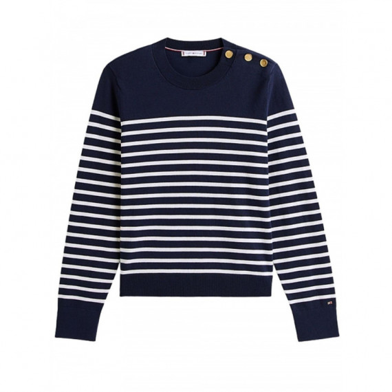 TOMMY HILFIGER - Co Jersey Mid Gg Ls Gold Btn Swt - 0FI - F|WW0WW47305/0FI