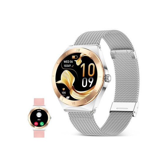 KSIX Reloj Smartwatch Lyra Plata  Monitor de Sueño, Llamadas.notificaciones,ritmo Cardiaco,oximetro