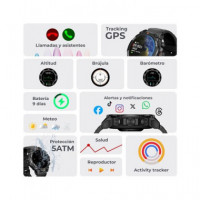 KSIX Reloj Smartwatch Explorer  Negro Gps,resistente Al Agua 5ATM