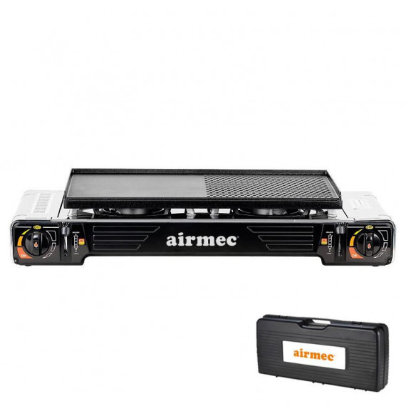 Cocina de Gas Portátil con Plancha Doble Cartucho AIRMEC 2 Fuegos