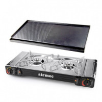 Cocina de Gas Portátil con Plancha Doble Cartucho AIRMEC 2 Fuegos