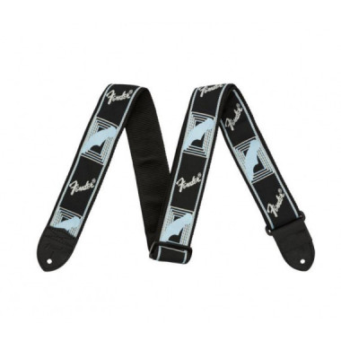 Correa FENDER Monogrammed Negra/gris Claro/azul 2