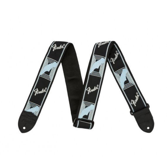 Correa FENDER Monogrammed Negra/gris Claro/azul 2